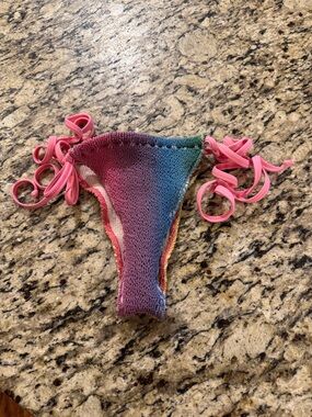 Cleonie Swim Free People Side Tie Multi Colored Bikini Bottoms M/ NWOT